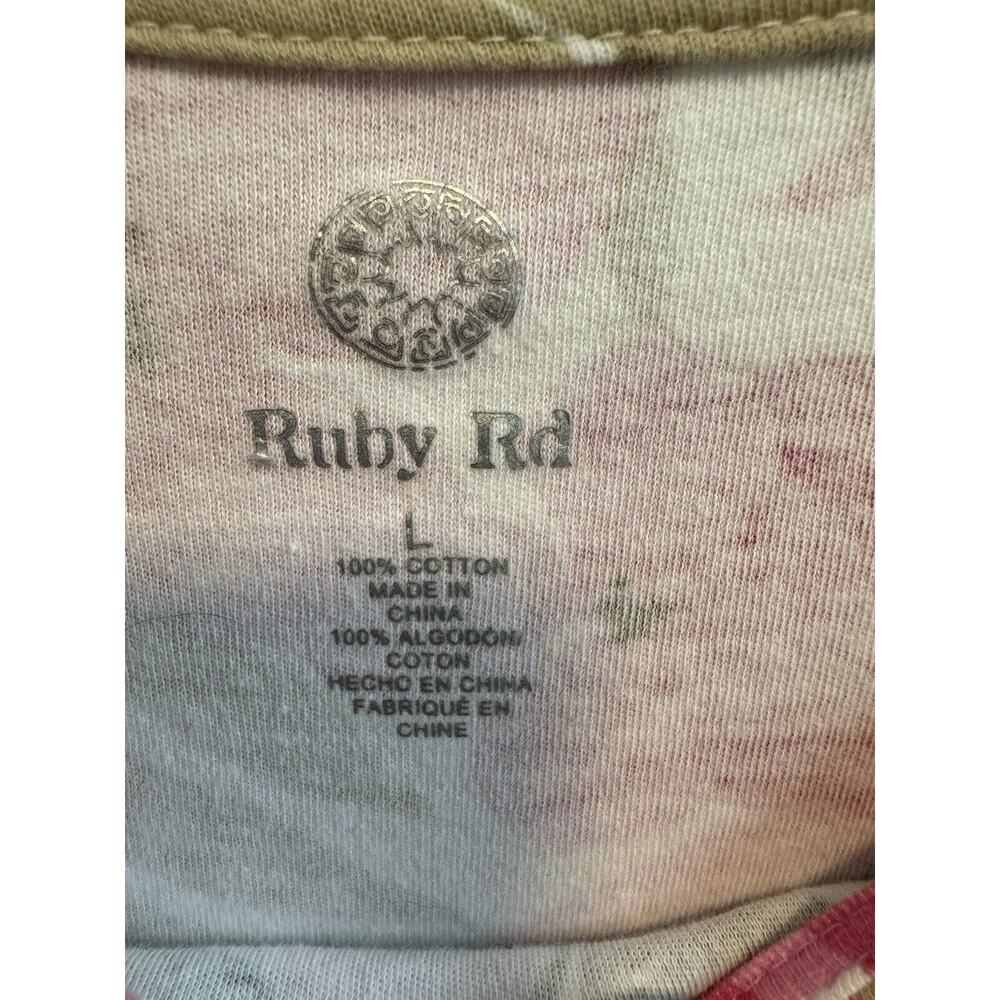 Ruby Rd Large Pink Black Brown Floral Top Cut Out 3/4 Sleeves Preowned - Picture 3 of 10